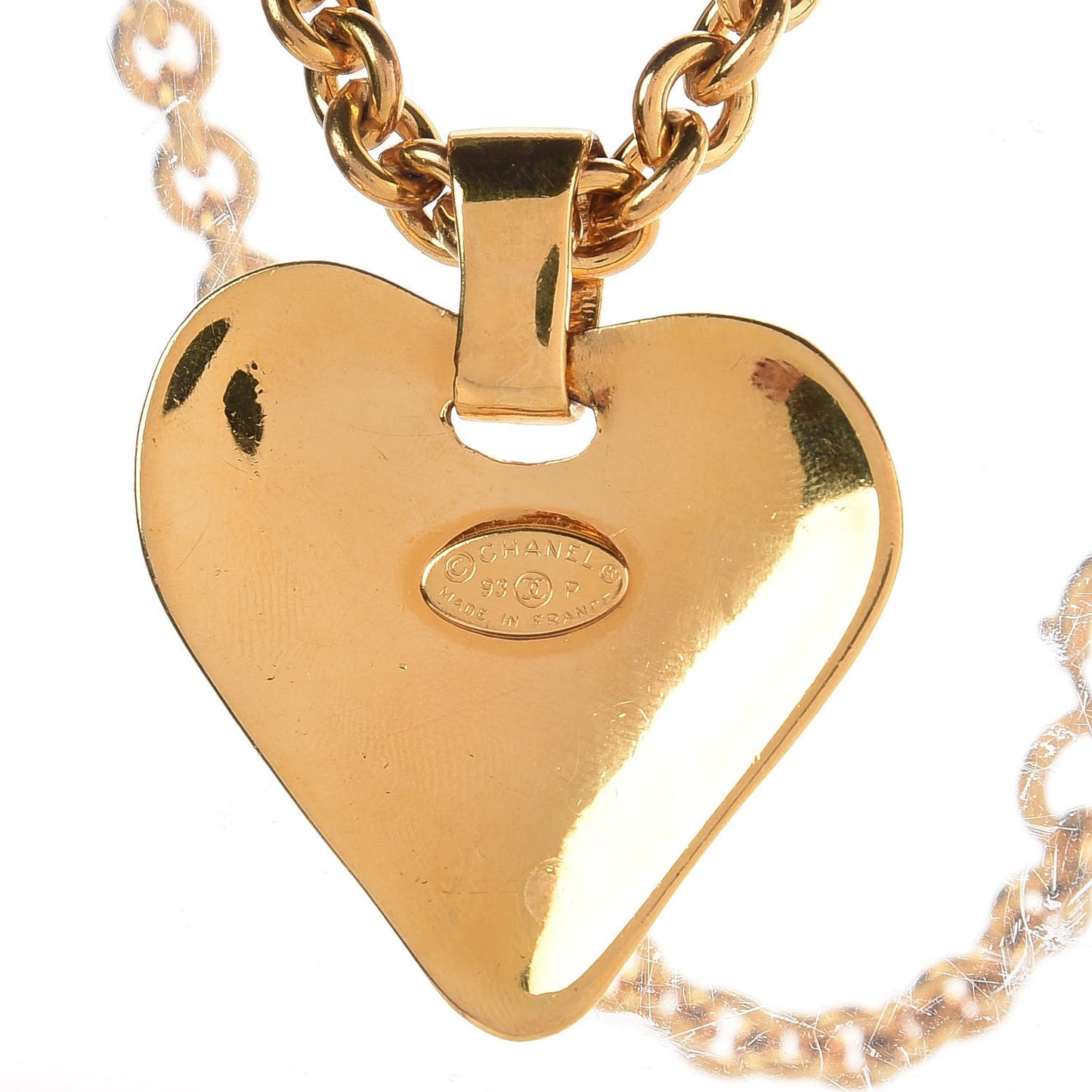 Chain CC Heart Pendant Necklace Gold