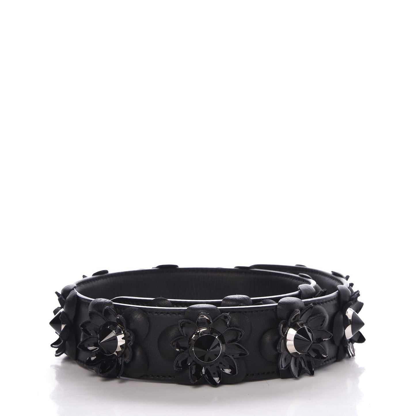 Vitello Dolce Nappa Patent Flowerland Studded Strap You Black