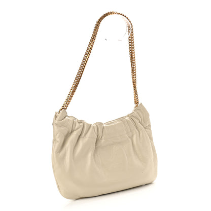 Saint Laurent Calfskin Pac Pac Ruched Hobo Winter White 3 of 11