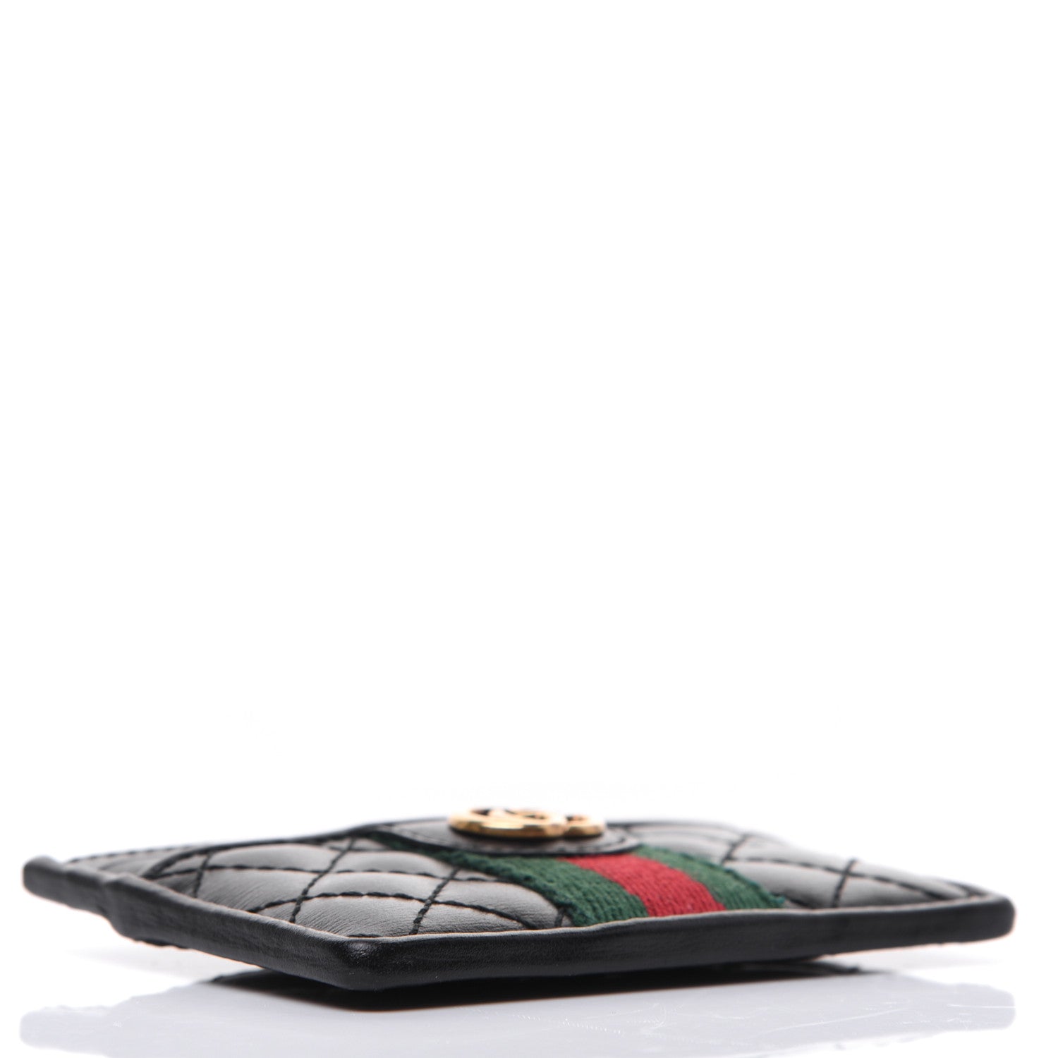 Gucci Calfskin Web Trapuntata Ophidia Card Holder Black 4 of 16