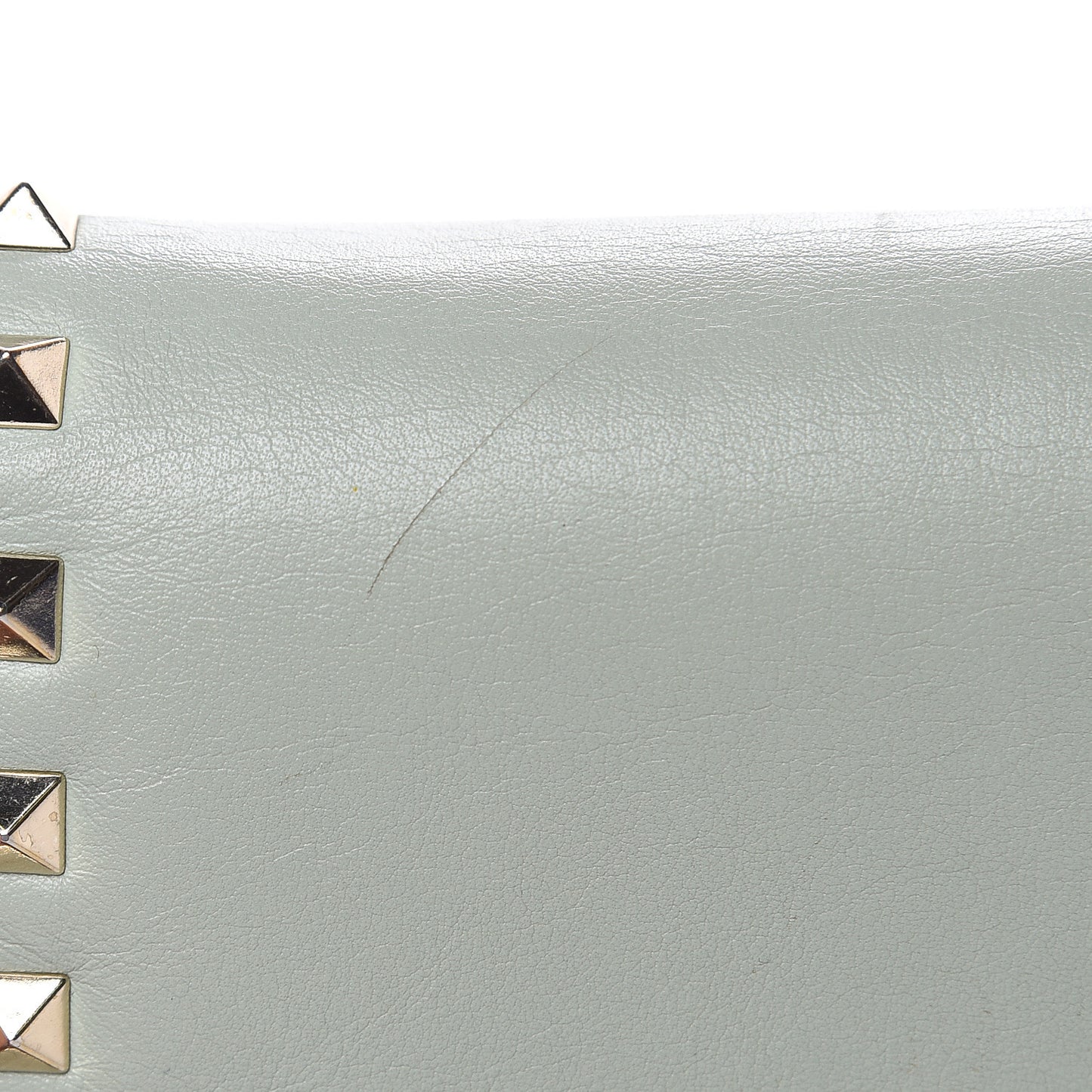 Calfskin Rockstud Wallet on Chain Water Green