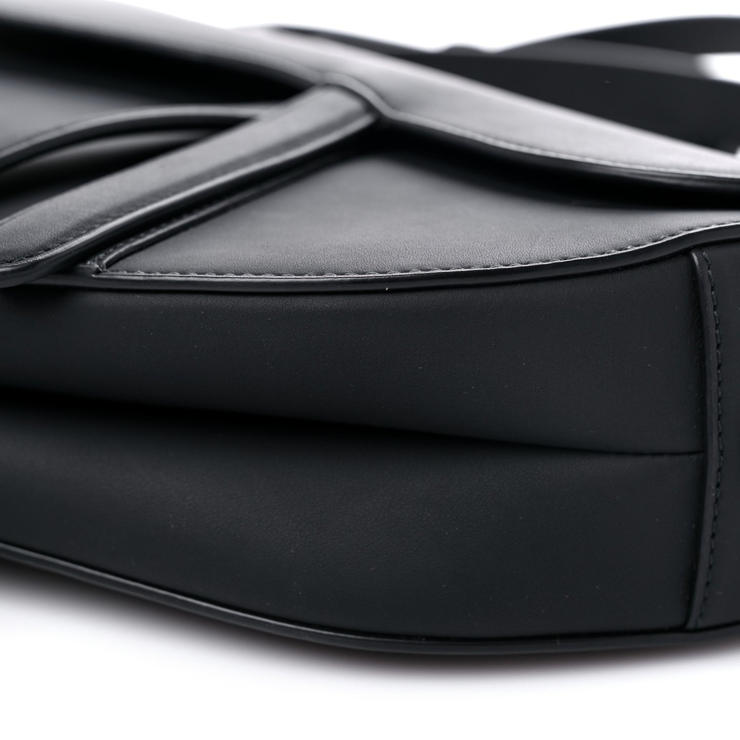 Ultra Matte Calfskin Saddle Bag With Strap Black