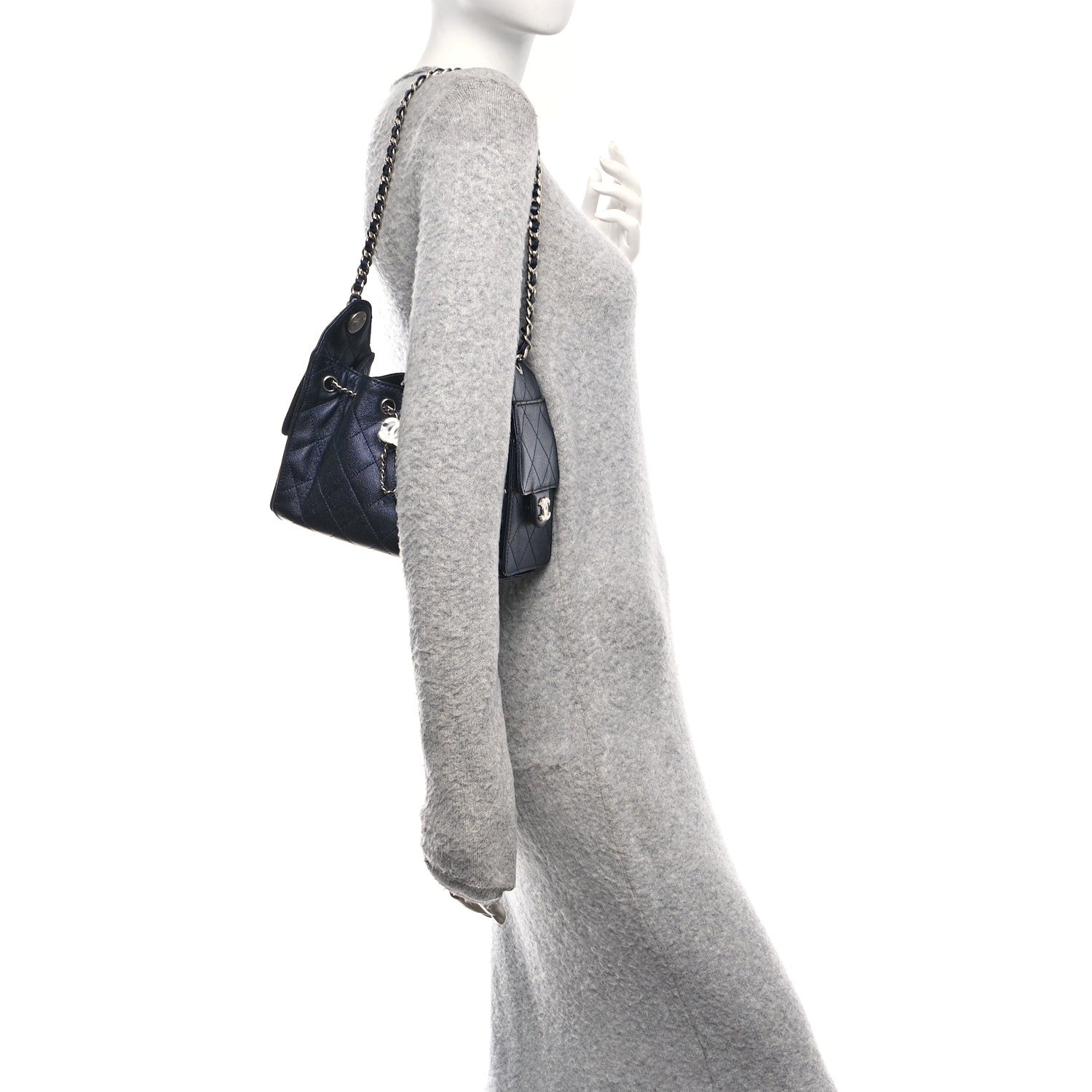 Chanel Metallic Caviar Quilted Mini Chanel 25 Handbag Dark Blue 2 of 11