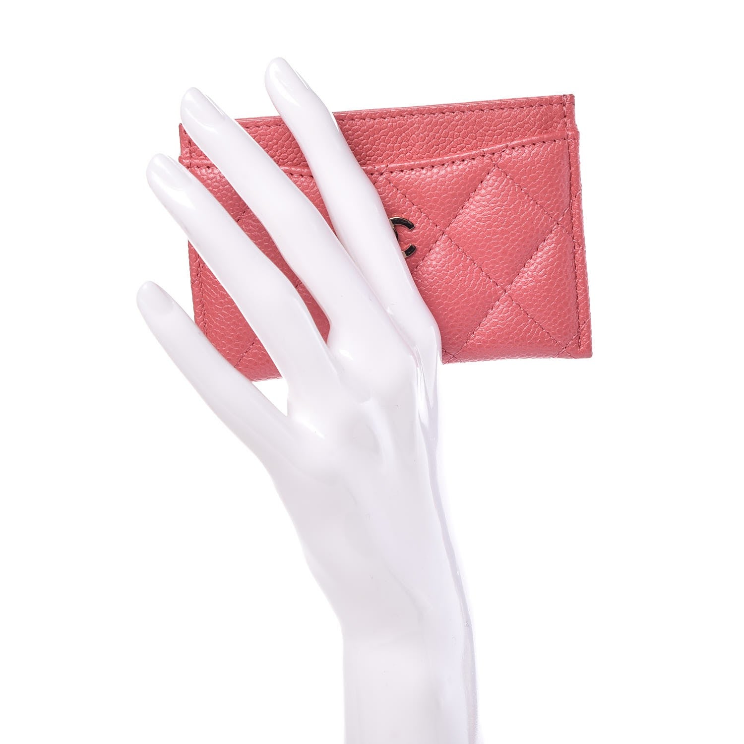 Chanel Metallic Caviar Quilted Card Holder Pink 2 of 8