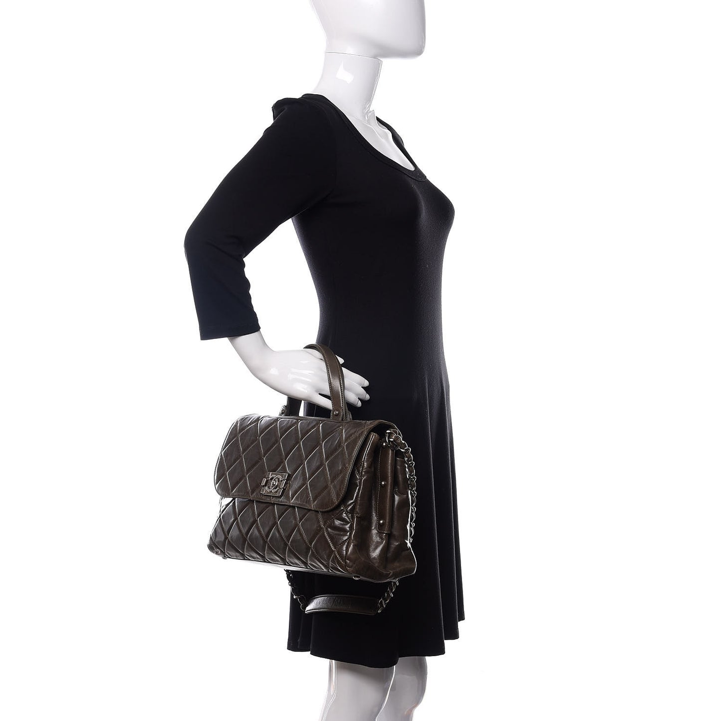 Glazed Calfskin Boy Satchel Flap Dark Grey