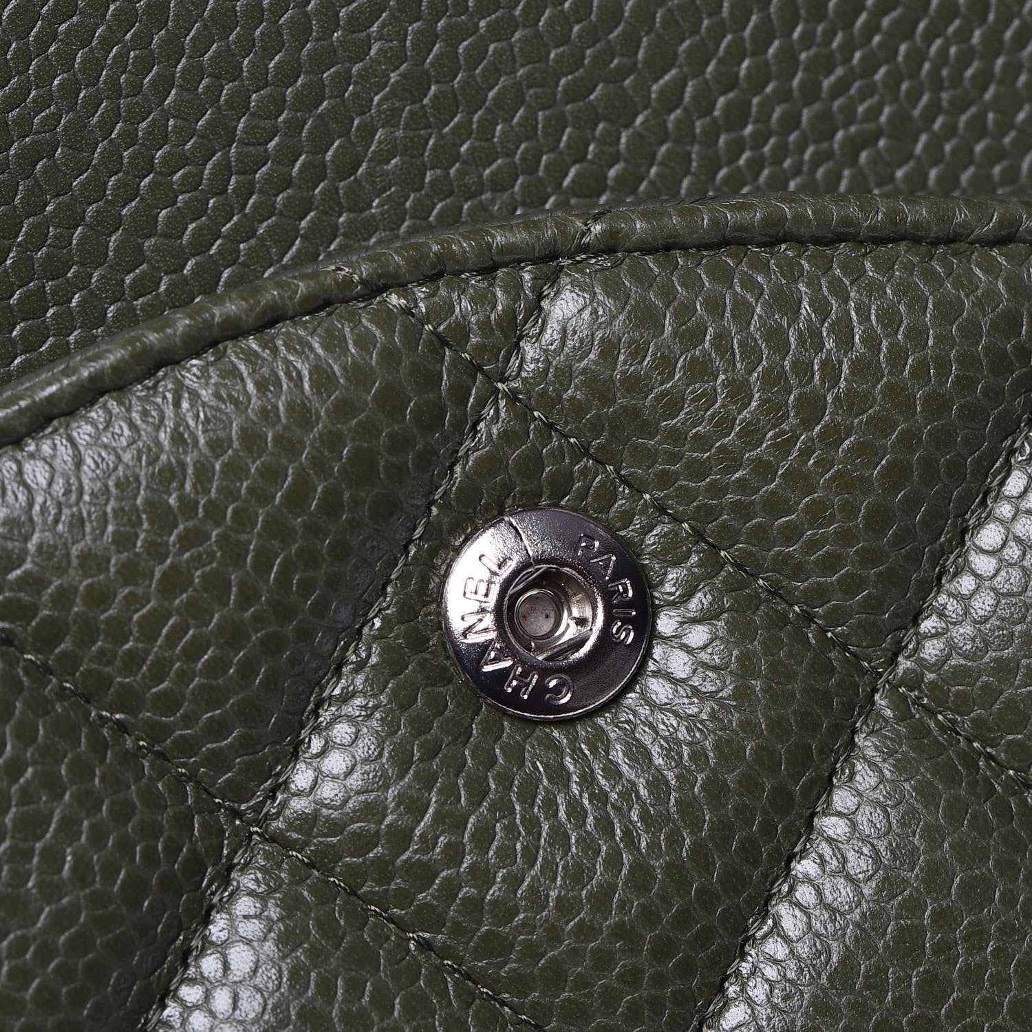 Chanel Caviar Quilted Jumbo Double Flap Dark Green 10 of 10