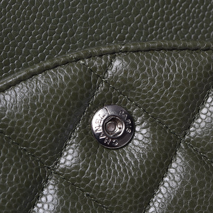 Chanel Caviar Quilted Jumbo Double Flap Dark Green 10 of 10