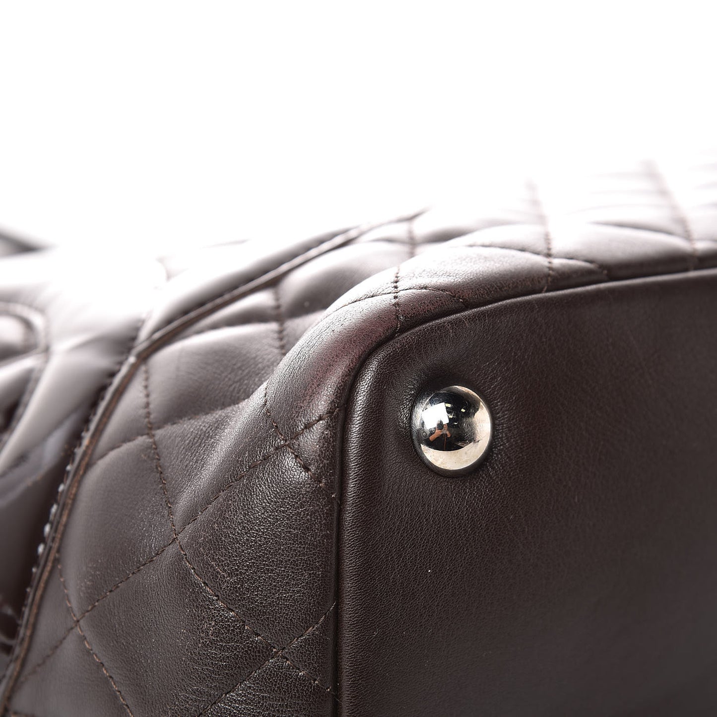 Calfskin Quilted Large Cambon Tote Brown