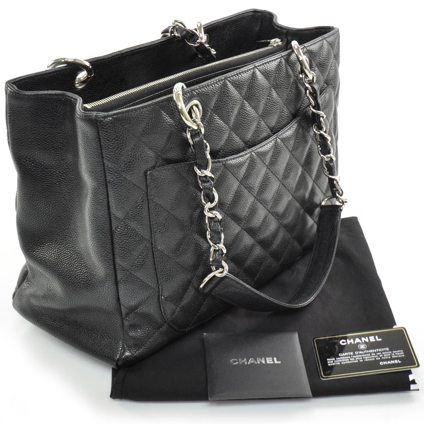 Caviar Quilted Grand Shopping Tote GST Black