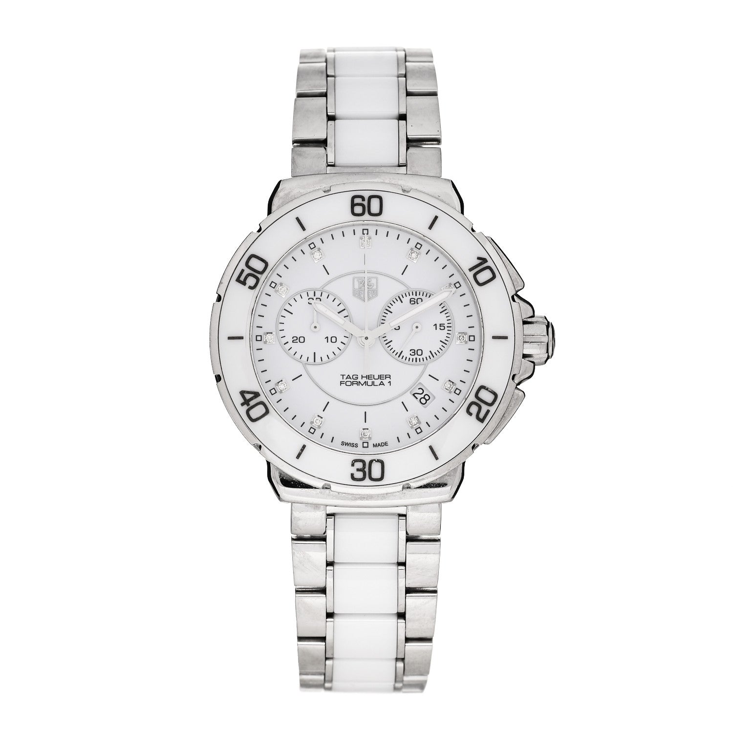 Tag Heuer Stainless Steel Ceramic Diamond 41mm Formula 1 Lady Quartz Watch White CAH1211 1 of 4