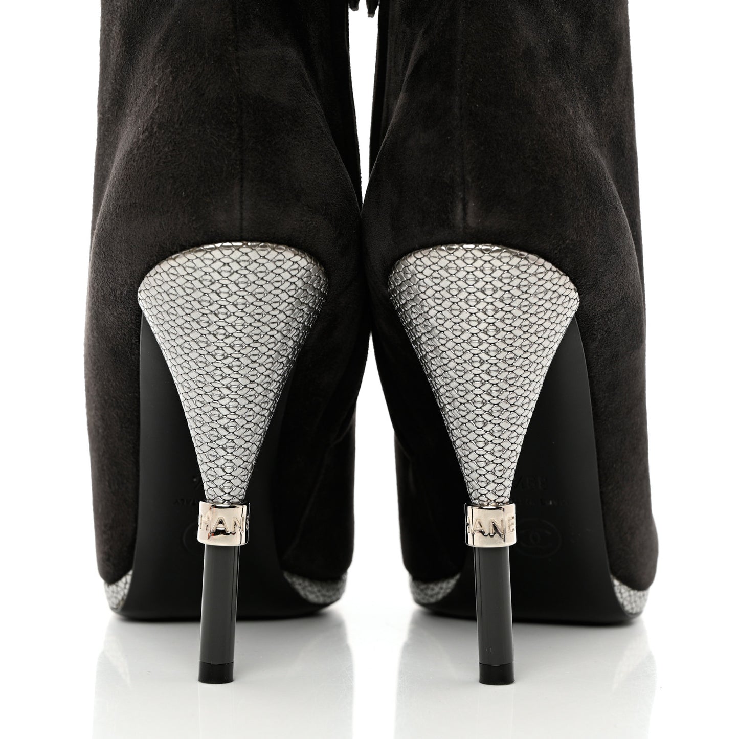 Suede Calfskin Satin Short Boots 39.5 Dark Grey