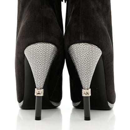 Chanel Suede Calfskin Satin Short Boots 39.5 Dark Grey 5 of 12