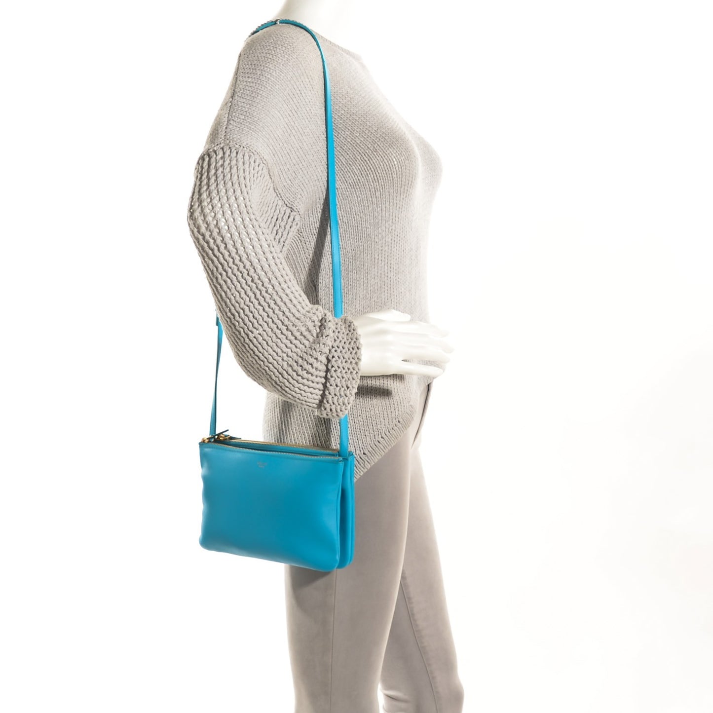 Lambskin Small Trio Crossbody Bag Turquoise
