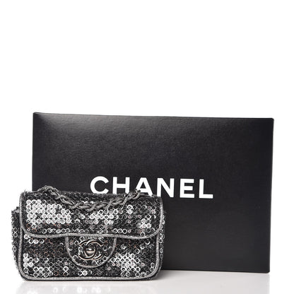 Chanel Sequin Micro Flap Dark Silver 9 of 9