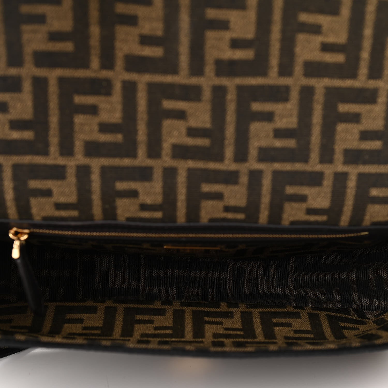 Fendi Fabric Jacquard FF 1974 Medium Baguette Tobacco Moro Black 5 of 8