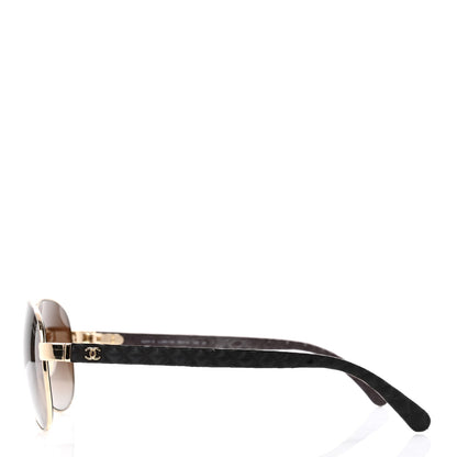Chanel Lambskin Quilted CC Aviator Sunglasses 4195-Q Brown Gold 3 of 6