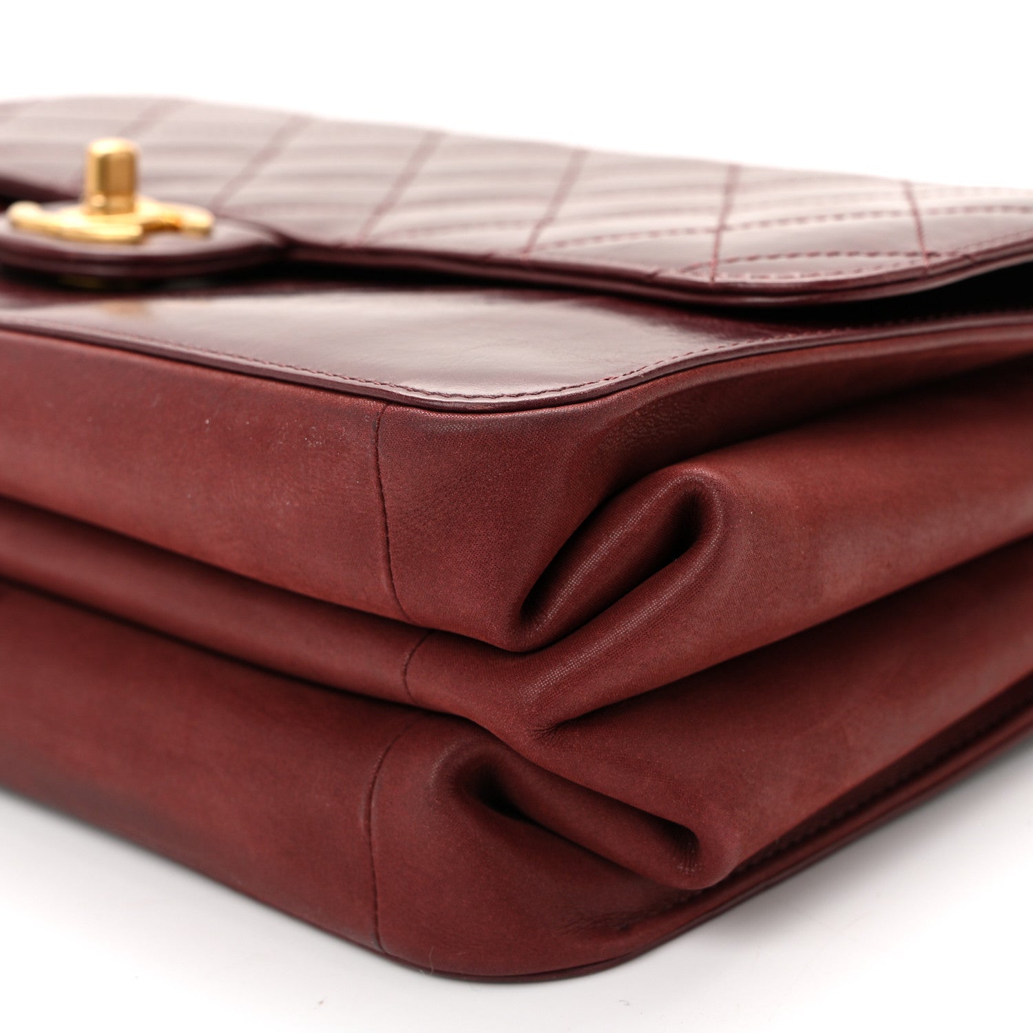 Chanel Calfskin Quilted Straight Lined Flap Burgundy 10 of 11