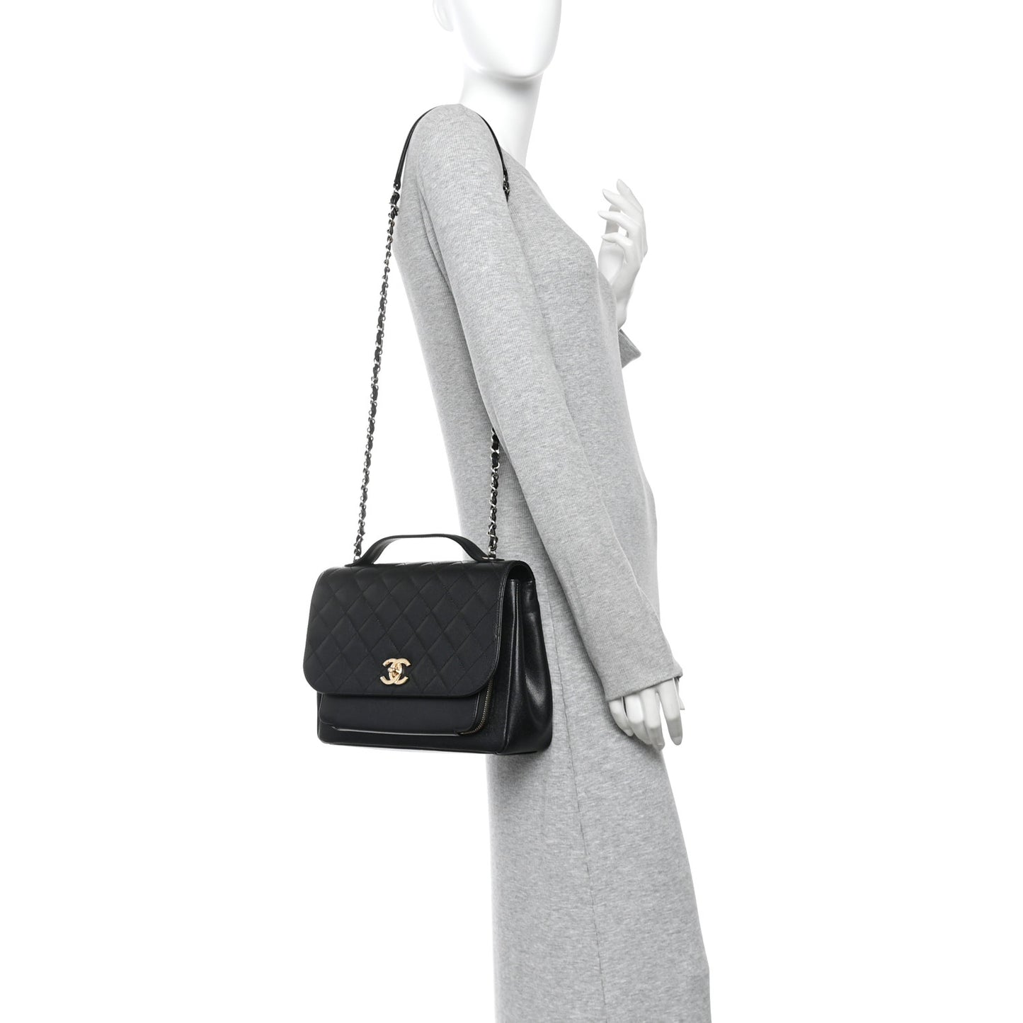 Caviar Quilted Large Business Affinity Flap Black