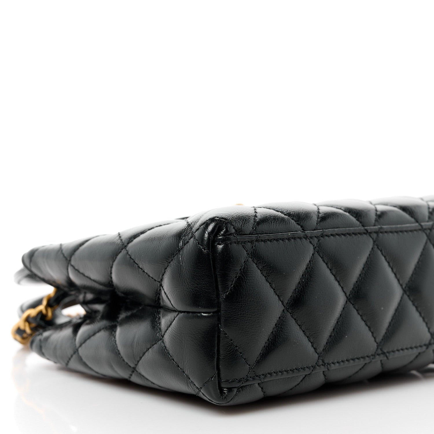 Chanel Shiny Aged Calfskin Quilted Nano Kelly Shopper Black 9 of 11
