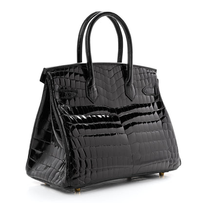 Hermes Shiny Niloticus Crocodile Birkin 30 Black 3 of 11