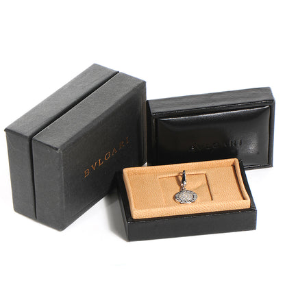Bulgari BVLGARI 18k White Gold Disc Charm Pendant W Pave Diamonds 4 of 4