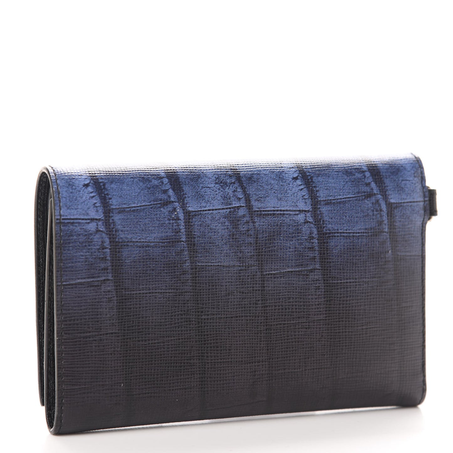Vitello Elite Crocodile Print Compact Wallet Black Blue