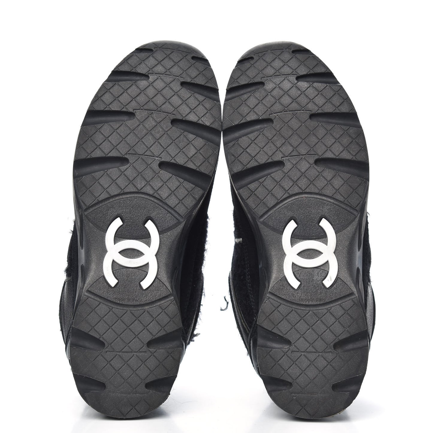 Tweed Suede Goatskin CC Sneakers 37.5 Black White
