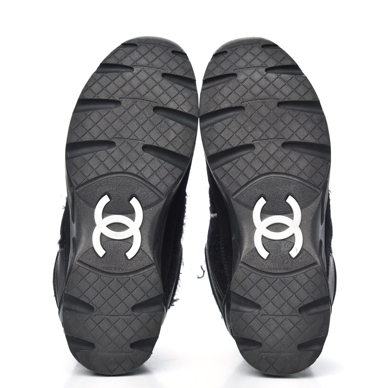 Chanel Tweed Suede Goatskin CC Sneakers 37.5 Black White 5 of 11