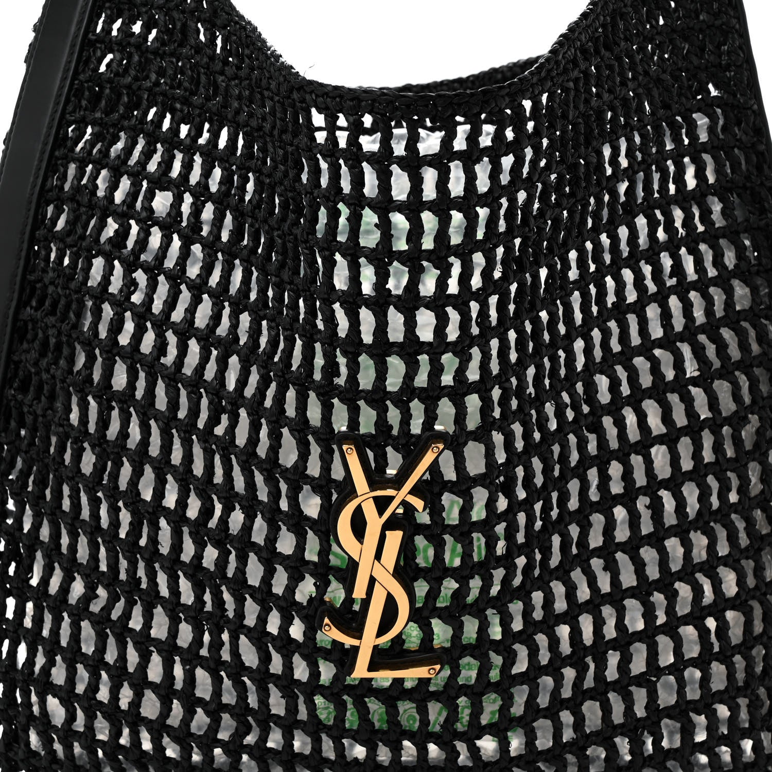Saint Laurent Raffia Calfskin Oxalis Shoulder Bag Black 8 of 11