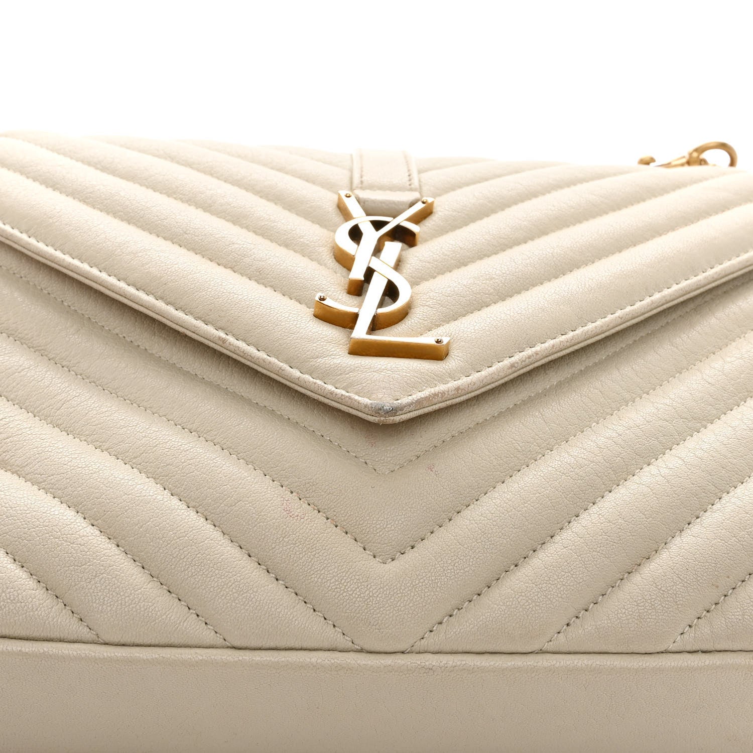Saint Laurent Sheepskin Matelasse Chevron Monogram Medium College Bag Crema Soft 11 of 11