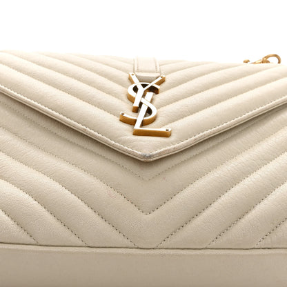 Saint Laurent Sheepskin Matelasse Chevron Monogram Medium College Bag Crema Soft 11 of 11