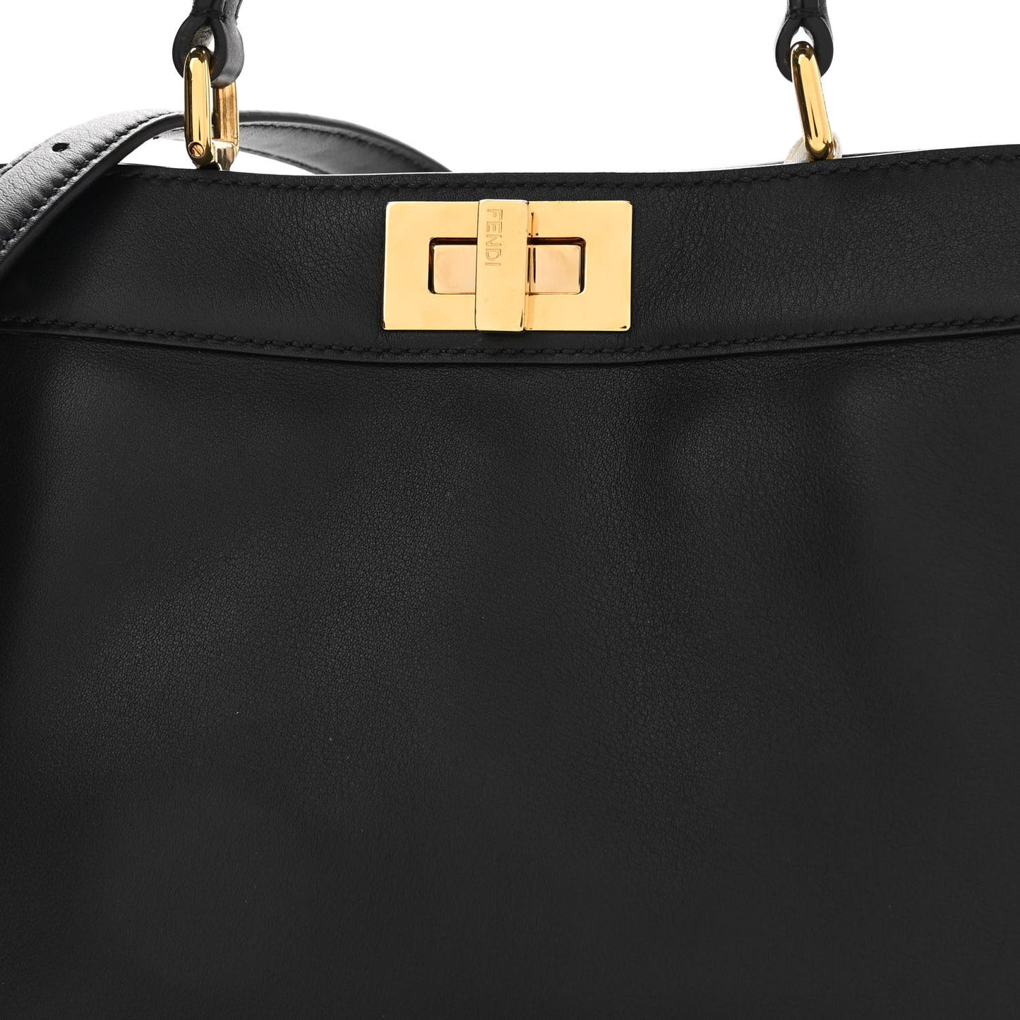 Vitello Seta Nappa Bi-Color Small Peekaboo I SEE U Satchel Black Light Rose Tortora