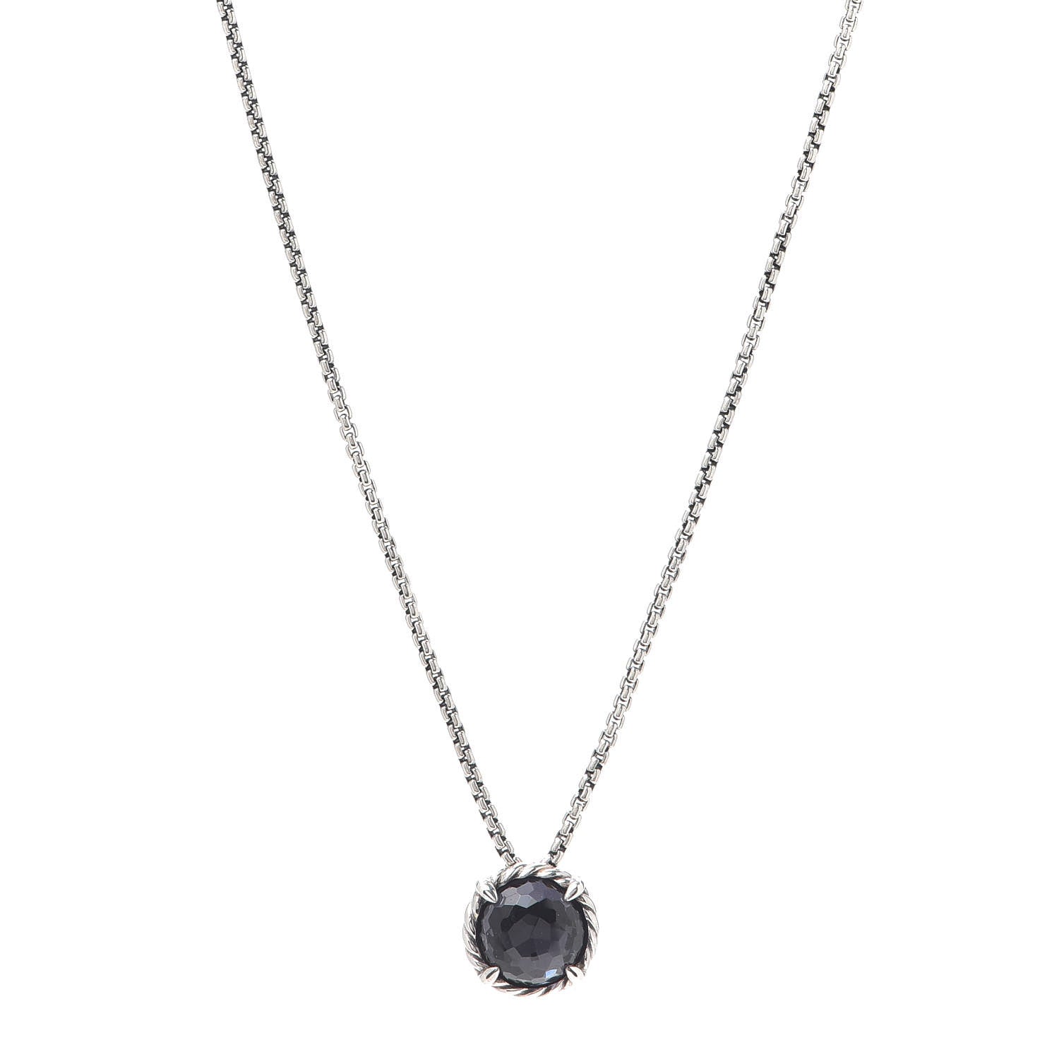 David Yurman Sterling Silver Black Orchid 8mm Petite Chatelaine Pendant Necklace 1 of 5