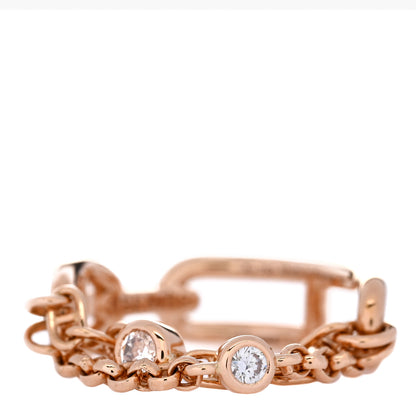 Hermes 18K Rose Gold Diamond PM Chaine d'Ancre Chaos Ring 50 5.5 1 of 6