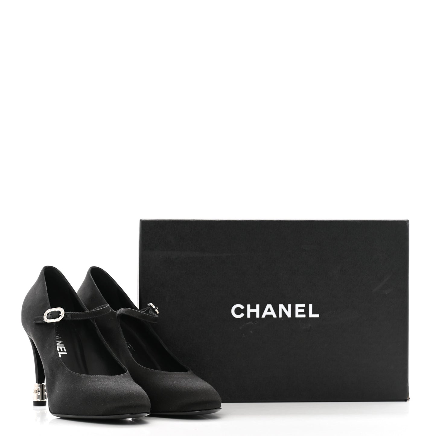 Satin Crystal Mary Jane Pumps 38.5 Black