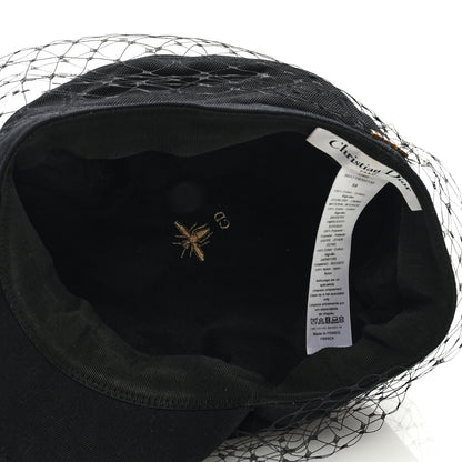 Christian Dior Cotton Canvas Arty Cap with Veil 58 Black 6 of 7