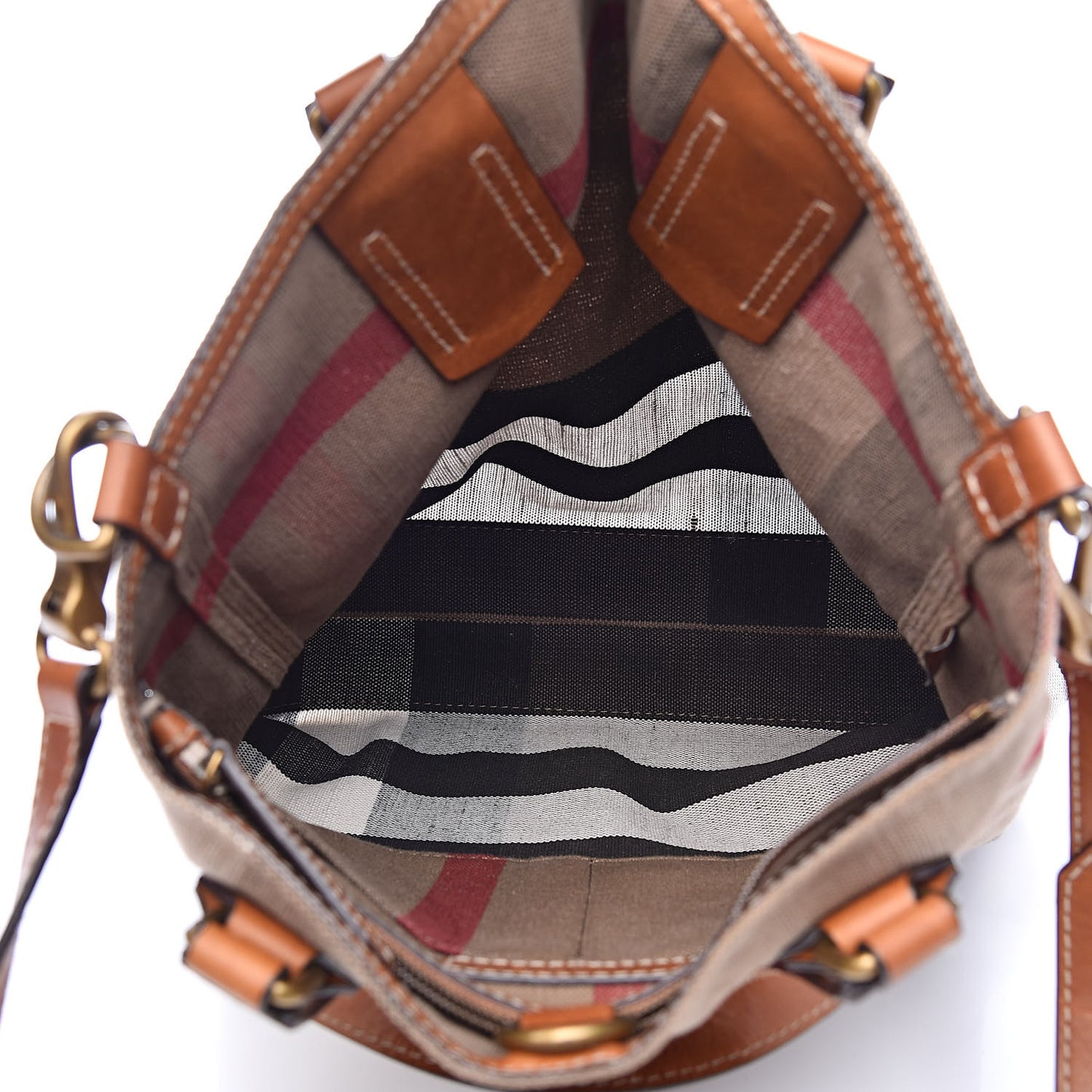 Canvas Mega Check Medium Tottenham Brit Tote Saddle Brown