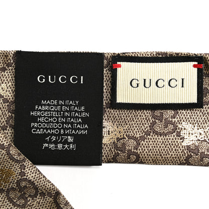 Gucci Silk Twill GG Monogram GG Bee Neck Bow Scarf Black Red 3 of 4