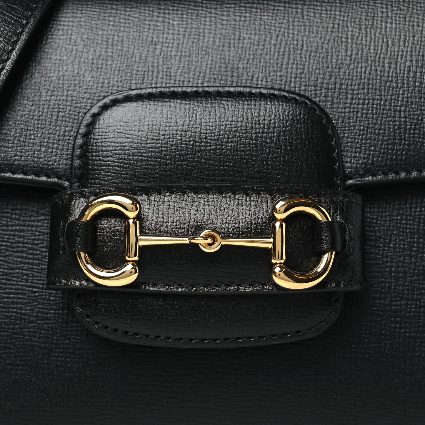 Glazed Textured Calfskin Mini Horsebit 1955 Top Handle Flap Bag Black