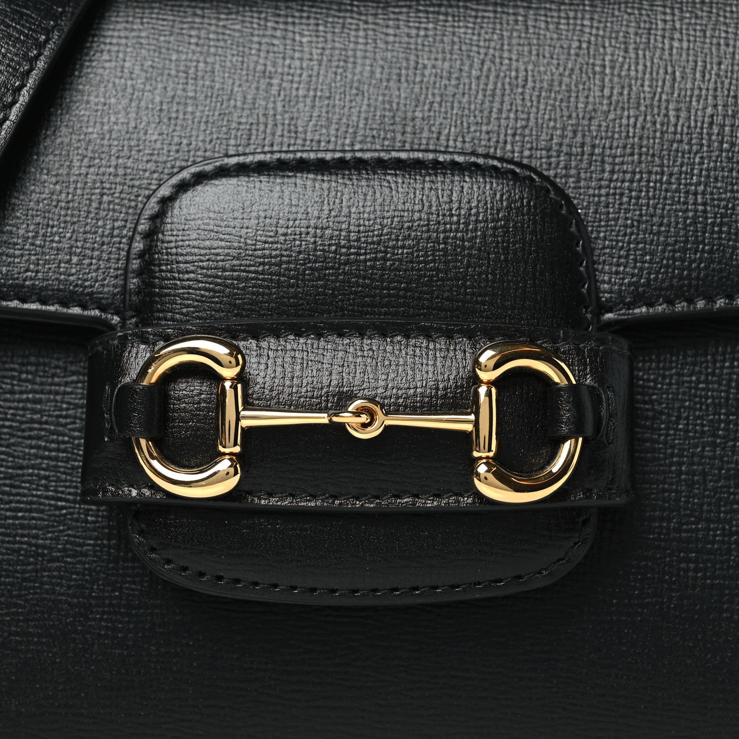 Gucci Glazed Textured Calfskin Mini Horsebit 1955 Top Handle Flap Bag Black 8 of 11