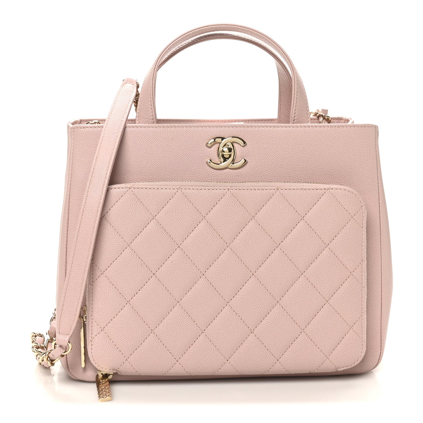 Caviar Quilted Small Business Affinity Shopping Bag Light Pink