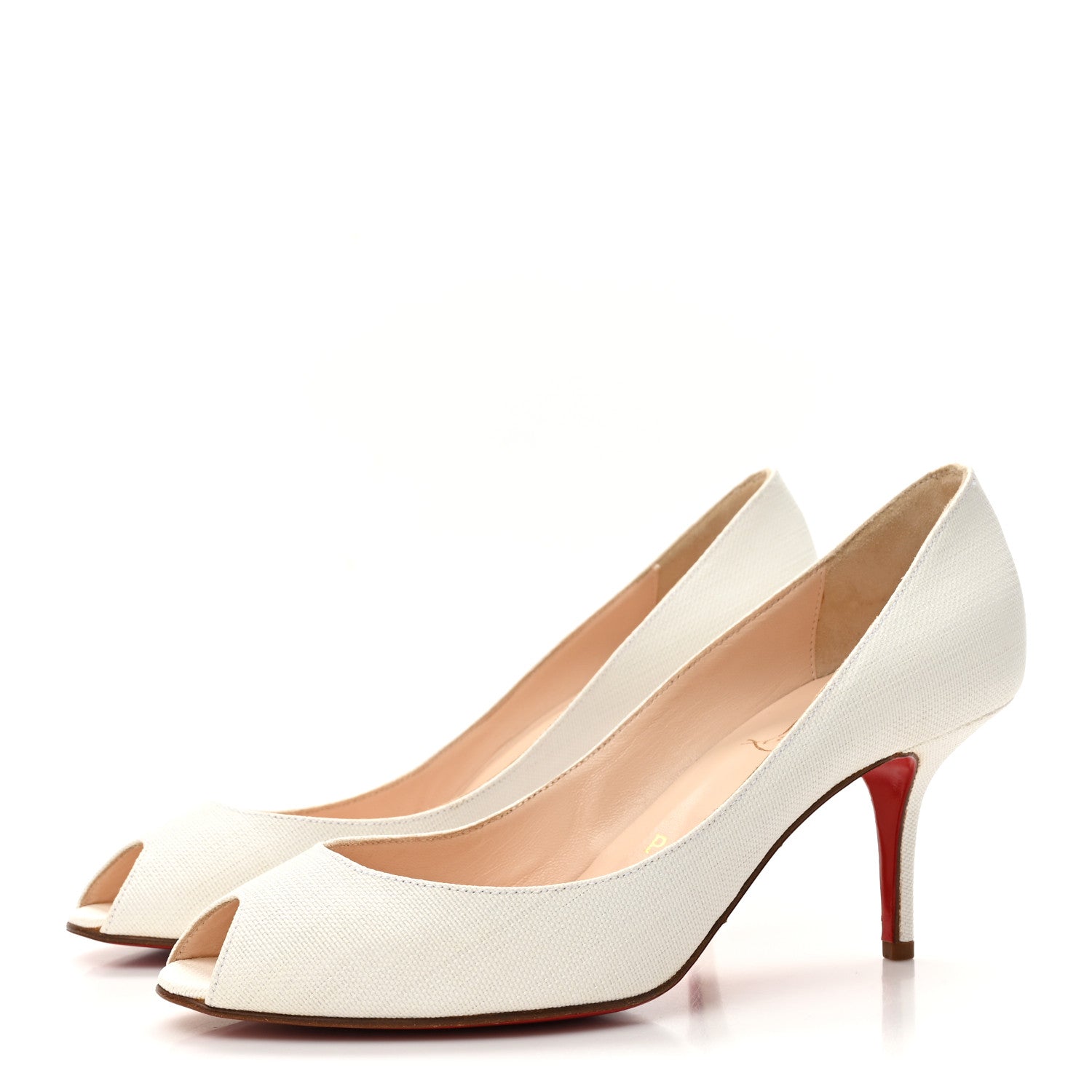 Christian Louboutin Canvas Peep Toe Pumps 40 White 4 of 10