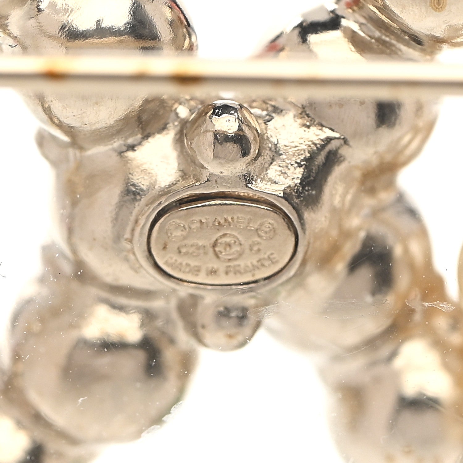 Chanel Resin Pearl Crystal Coco Dangling Brooch Gold 4 of 5