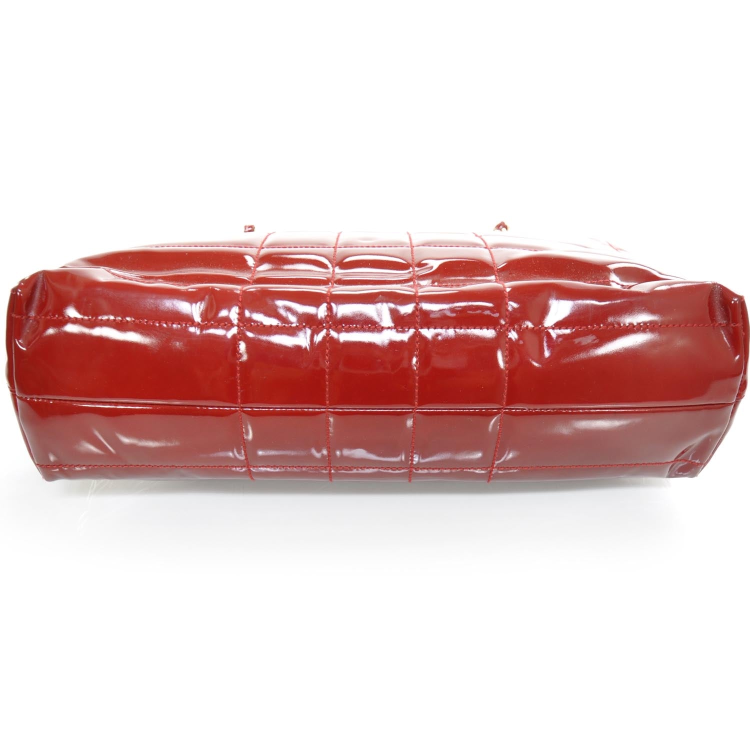 Chanel Patent Chocolate Bar Quilted Tote Red 4 of 10