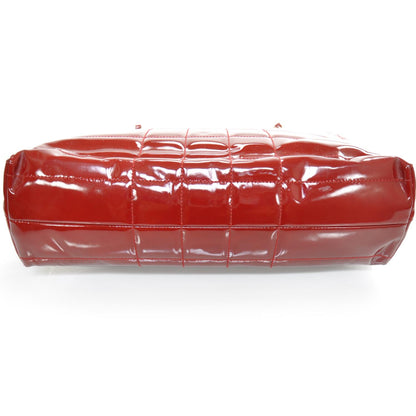 Chanel Patent Chocolate Bar Quilted Tote Red 4 of 10