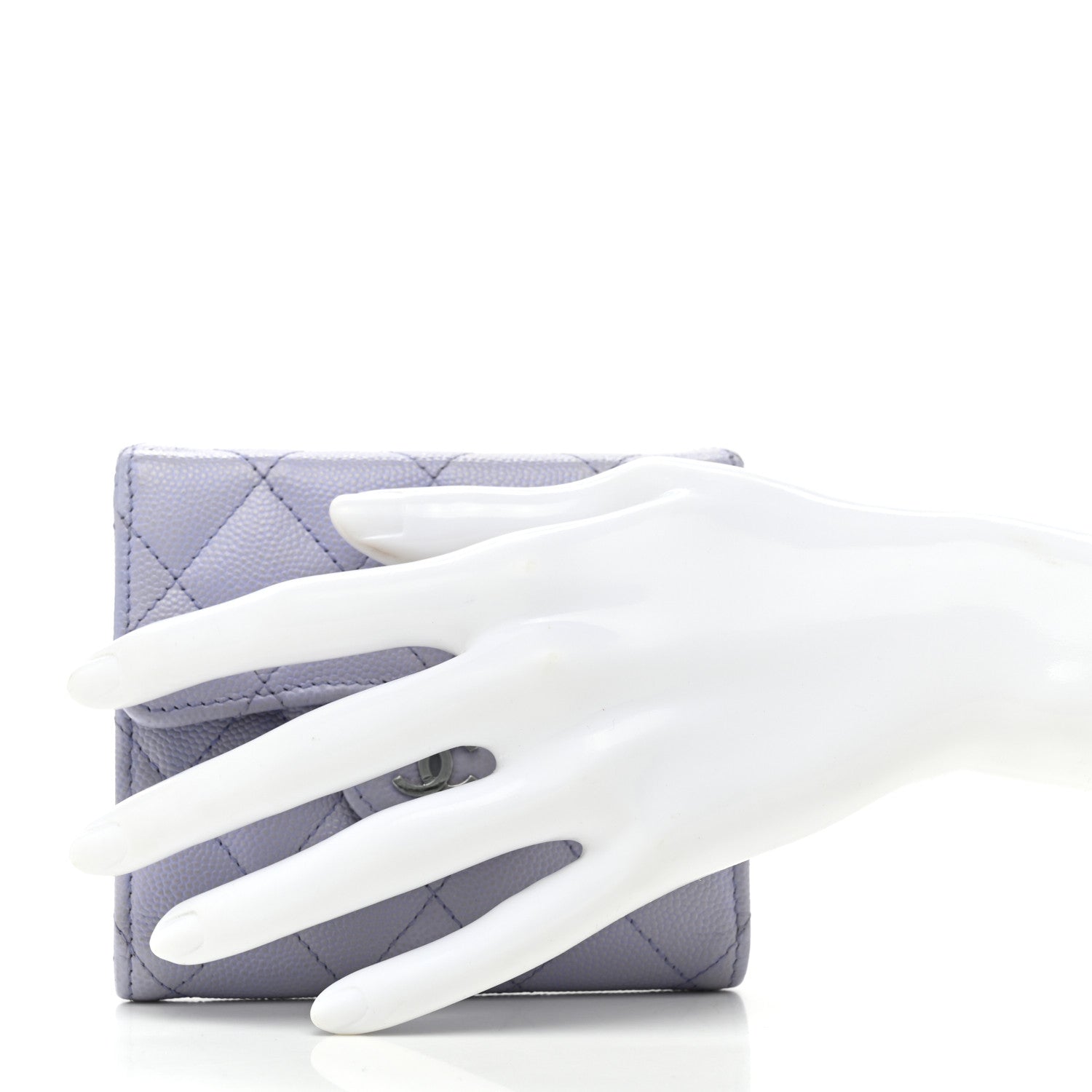 Chanel Caviar Quilted Compact Flap Wallet Light Purple 2 of 10