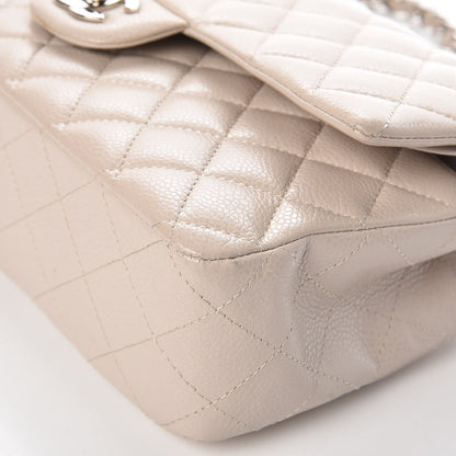 Chanel Caviar Quilted Medium Double Flap Light Grey 10 of 12