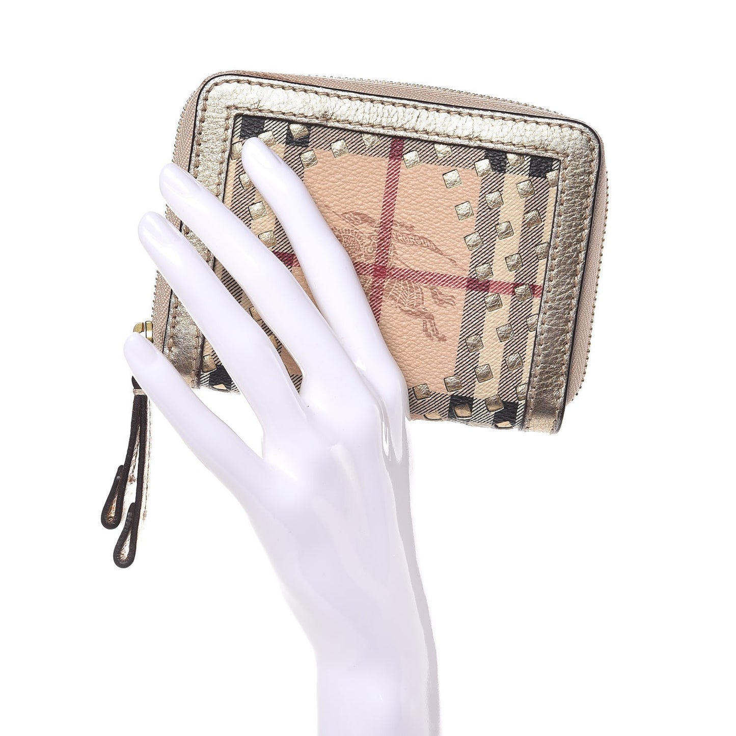 Haymarket Check Small Zip Wallet Gold