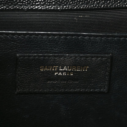 Saint Laurent Grain De Poudre Textured Mixed Matelasse Triquilt Medium Monogram Satchel Black 6 of 10