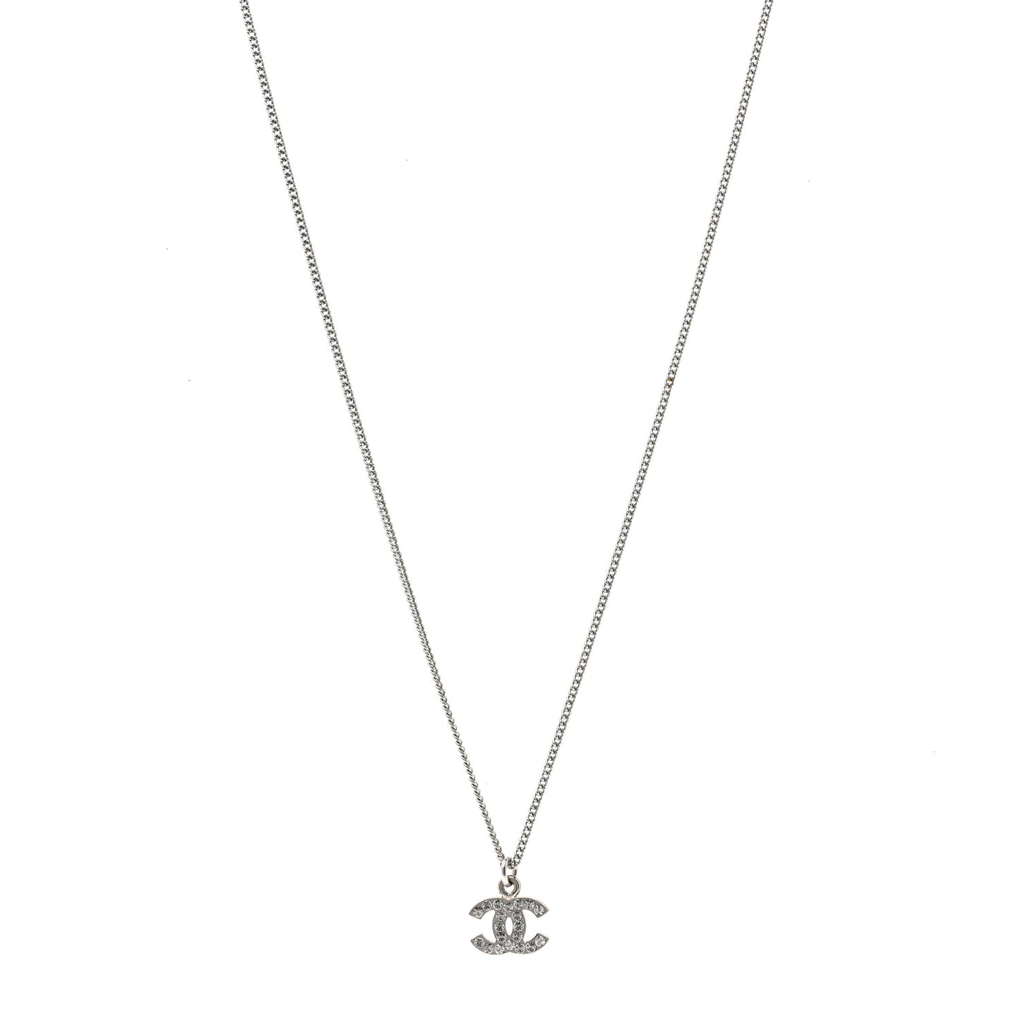 Crystal CC Pendant Necklace Silver